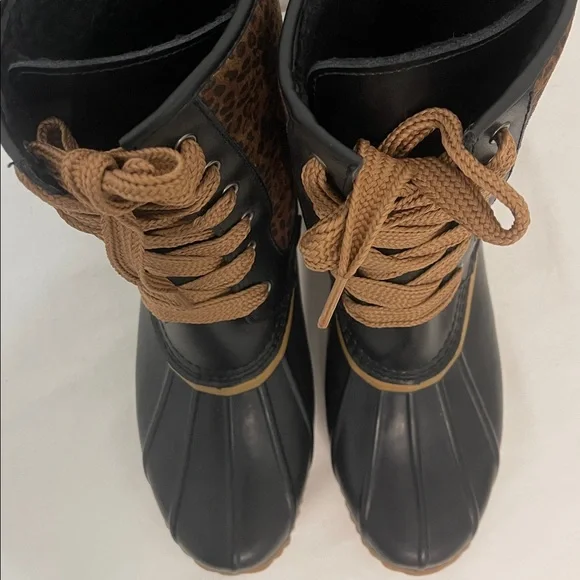 Lands End Leopard Print Lace-Up Lined Duck Boots Size 9 EUC - Picture 9 of 9
